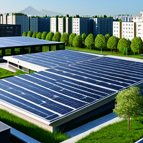 **

"A modern, eco-friendly cityscape, fully clothed, with solar panels on rooftops and green spaces integrated into the architecture. The scene includes a smart grid infrastructure display and energy-efficient buildings. Appropriate attire, safe for work, perfect anatomy, correct proportions, professional architecture rendering, high quality, modest, family-friendly."

**