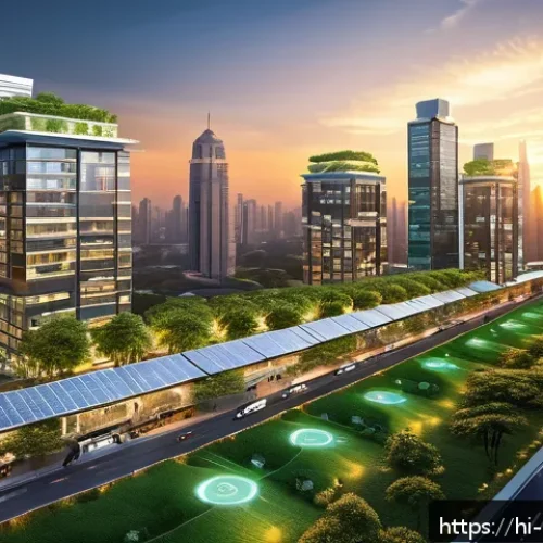 Home 31 도시 확장 시뮬레이션 - A futuristic Indian smart cityscape at sunset, showcasing advanced digital modeling and simulation i...