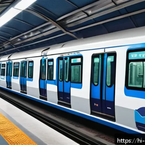 Home 17 도시철도망 구축 전략 - A futuristic smart metro station bustling with diverse passengers speaking Hindi, featuring advanced...