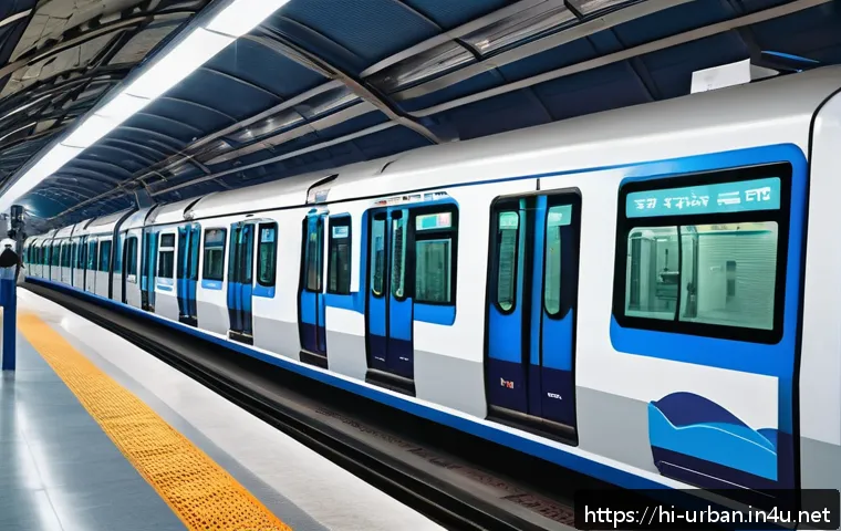 도시철도망 구축 전략 - A futuristic smart metro station bustling with diverse passengers speaking Hindi, featuring advanced...